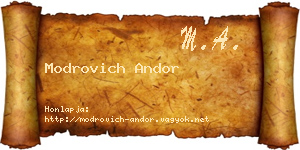 Modrovich Andor névjegykártya
